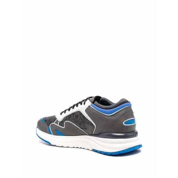 NEW SALVATORE FERRAGAMO men's gancini rainbow shoes in grey blue